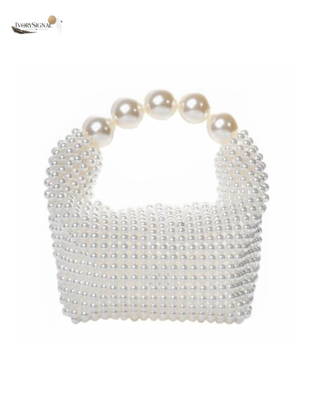 Pearl Beaded Bucket Handbag with Top Handle for Women Wedding Party
